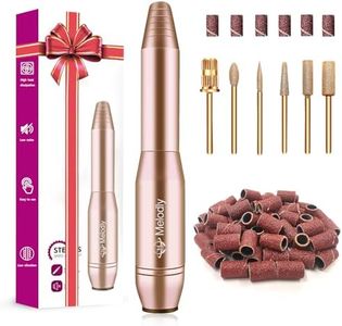 Melodly Electric Nail Drill, Professional Acrylic Nail Drill Machine for Gel, Acrylic Nails, Portable USB Electric Nail File Efile Set with Iridescent Nail Drill Bits, Manicure Pedicure (Gold)
