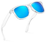 Retro Rewind Polarized Sunglasses for Men and Women - UV Protection Classic Sun Glasses, Transparent | Revo Ice Blue, One size