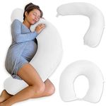 PharMeDoc Nursing Pillow & 2-in-1 Pregnancy Pillow (Machine Washable Cover), Maternity Pillow, Pregnancy Support for Full Body & Long Pillow for Sleeping, Full Body Pregnancy Pillows for Sleeping