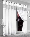 Olivia Rocco Diamante Dim Out Eyelet Curtains With Tie Backs Black Out 50% Thermal Ring Top Curtain Pair Window Dressing, 66" (Width) x 90" (Drop) White