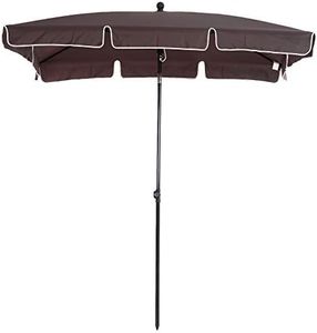 Outsunny Sombrilla de Jardín de Aluminio 198x130x245 cm Parasol de Jardín Rectangular con Función de Inclinación para Terraza Patio Exterior Café