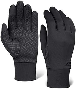 Tough Outdoors Running Gloves with Touch Screen - Winter Glove Liners for Texting, Cycling - Thin & Lightweight Cold Weather Thermal Gloves Black