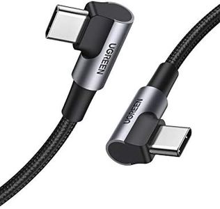 UGREEN USB C to USB C Charger Cable Right Angle Type C 60W PD Fast Charging Compatible with iPhone 16 Pro Max/15, Pixel 9 8 7 6, Galaxy S24 S23 Note 10, MacBook Air, iPad Pro 2024, Switch, 0.25M