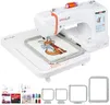 POOLIN EOC06 Embroidery Machine,7" Touchscreen,7.9"x11" Hoop Area,Computerized Home Embroidery Machine for Beginners Gifts,200 Built-in Designs,USB & Wireless,Software,4 Hoops,Thread,Bobbin,Stabilizer