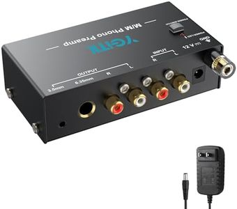 YGiTK Phono Preamp,Turntable Preamplifier with RCA Input & 6.35MM Headphone and RCA Output, Low Noise Operation, DC12V Power Adapter for MM Turntable Mini Stereo Audio Hi-Fi Phonograph/Record Player