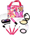 Click N' Play Cosmetic and Makeup Set for Girls, Includes Floral Tote Bag and 8-piece for Pretend Play - Pretend Makeup for Toddlers