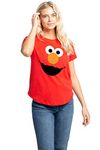 Cotton Soul Sesame Street Elmo Face Womens Classic T Shirt, Red, XXL