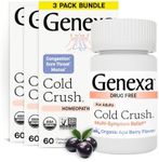 Genexa Cold Crush | Multi-Symptom Cough & Cold Relief for Adults | Delicious Organic Acai Berry Flavor | Certified Organic & Non-GMO | Homeopathic Remedy Made Clean | 180 Chewable Tablets (3 Pack)