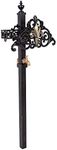 BirdRock Home In Ground Hose Reel – Black Cast Aluminum Holder for Garden – Outdoor Decorative Organizer – Fleur-de-lis and Scroll Design – Holds Water Hoses 125 Feet