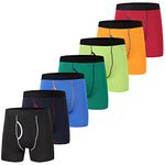 DODOMIAN Mens Boxers Shorts No Ride-up Cotton Trunks Underwear Colourful Soft Pants Underwear Open Fly with Pouch (Colorfuls 7pack, M)