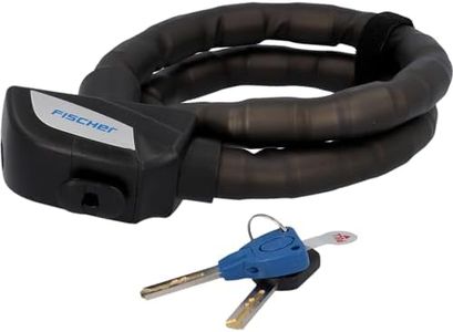 Fischer Armoured Cable Bike Lock - 90cm Length, 24mm Thick Link Cable Lock, Durable & Secure, Black