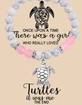 MAOFAED Turtle Gift Turtle Bracelet Once Upon A Time There Was A Girl Who Really Loved Turtles Gift for Girls Women (once upon turtle beadCA)