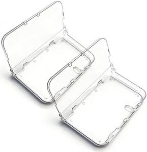 QUBAMG 2 Pack New 3DS XL Shell Case, Hard Clear Crystal Protective Cover Skin Accessory Compatible with New Nintendo 3DS XL LL (2015) Console, Transparent White
