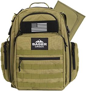 Sager Creek Dad Diaper Bag Backpack with Changing Pad. Waterproof Military Diaper Backpack for Men w/ Insulated Compartment (Green)