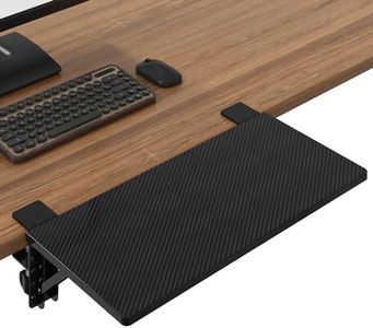 BONTEC Small Ergonomics Desk Extender Tray Colored Carbon Fiber, 20x9.5 Inch Table Mount Arm Rest Shelf, 90° Foldable Platform, Clamp on Computer Arm Rest for Desk, Suitable for Office Desks