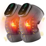 2PC Heated Knee Massager, Heating Shoulder Support Brace Wrap with Massage, Vibration Heating Pads for Relaxing Knee Shoulder Elbow, Cordless Massage Machine for Men Women, Birthday Christmas