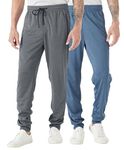 TEX2FIT 2-Pack Active Jogging Pants for Men with Zipper Pockets, Lightweight Quick Dry Track Pants (2-Pair Set) (Dark Grey Melange/Navy Melange, Large)