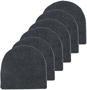Sweet Home Collection Chair Cushions 100% High Density Memory Foam Pads U Shaped 17" x 16"Non Slip Skid Rubber Back Seat Cover, 6 Pack, Black
