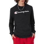 Champion Mens Long Sleeve T-Shirt Hoodie, Script Logo Jacket, Black-549921, Large US