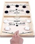 Toydaze Fast Sling Puck Board Game with Extra 10 Pucks(Total 20 Pucks), Puck Pass Air Hockey Foosball Tabletop Pucket Dexterity Game for All Ages, Birthday for Hockey Fans