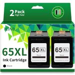 TEINO 65XL Black Ink Cartridge Remanufactured Ink Cartridge Replacement for HP 65 Black Ink Cartridge HP Ink 65 XL for Envy 5055 5052 DeskJet 3755 3772 3700 2655 3752 2600 2652 2622 Printer (2 Black)