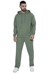 Maniac Mens Solid Hunter Green Hooded Neck Sweatshirt and Jogger Cotton Loopknit Fleece Co-Ords