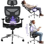BASETBL Heavy Duty 440LBS 200kg XXL Ergonomic Office Gaming Chair with Backrest Height Adjustable and 4D Magic Arm, Adjustable Seat Depth | Auto-chasing Lumbar, High Back Computer Desk Chair Big&Tall