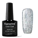 KANORINE Gel Polish Soak-Off UV/LED Gel Nail Polish sliver glitter Color Coat Gel Nail Varnish Nail Art TYPE 10ml