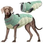 Kuoser Dog Coat, Dog Coats Waterproof, Dog Jacket, Dog Jacket Waterproof,Dog Winter Jacket, Waterproof Dog Warm Coat Reflective Pet Cold Weather Vest with Fleece Lining & Fur Collar, Green XXL