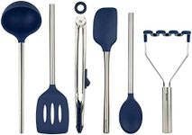 Tovolo 60145-300 Silicone Utensil Set of 6 for Meal Prep, Cooking, Baking, and More-Deep Indigo