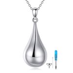 YFN Teardrop Urn Necklaces for Ashes Sterling Silver Teardrop Cremation Jewelry for Ashes Memory Jewelry for Women Men (silver)