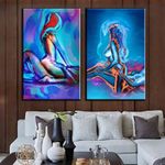 Abstract Pictures Woman and Man Sexy Body Art Prints and Poster Modern Figure Canvas Painting Wall Art Home Decoration 70x90cm(28x35in) x2 with frame
