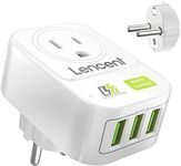 LENCENT US to Europe Travel Adapter, European Plug with 3 USB, Schuko Plug Outlet Power Adaptor Ground Charger for EU Germany France Spain Iceland Portugal Greece Netherlands and More (Type E/F)