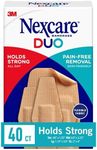 Nexcare Duo Bandages, Painless Removal, Strong Adhesive Bandages Stay on for 24 Hours, Flexible Fabric Construction - 40 Pack Assorted Adhesive Bandages