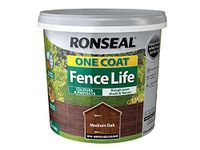 RONSEAL RSLOCFLMO5L One Coat Fence Life, Medium Oak, 5 Litre