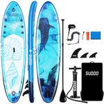 SUDOO Inflatable Stand Up Paddle Board 10'6"x32"x6"/320x81x15cm SUP Board Ultra-Light Inflatable Board Included Paddle Board, Adj Paddle, Pump, Backpack, Leash, 3 Fins, Non-Slip Deckpad, Repair Kit