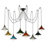 DC Voltage 8 Head Light Spider Lamp Pendant Light Height Adjustable Metal Cone Lamp Shade Modern Ceiling Kitchen Island Chandelier with E27 Holder Fitting