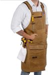 ecoZen Lifestyle Woodworking Shop Apron for Men - Carpenter Apron for Work Shop, Perfect Woodworking Gift, Heavy Duty Waxed Canvas Workshop Tool Aprons, Fully Adjustable to S-XXXL