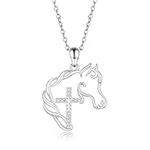 925 Sterling Silver Cross Horse Nec