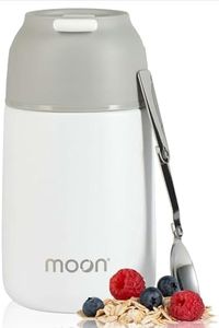 Moon Food Jar - Thermal Food Containers to Keep Your Lunch Hot or Cold For Longer - Perfect Leakproof Insulated Lunch Box for Soup, Free Folding Spoon, 100% Food Safe, Australian Company (700ml White)