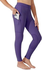 Willit Girls Horse Riding Pants Tights Kids Equestrian Breeches Knee-Patch Youth Schooling Tights Zipper Pockets Purple M