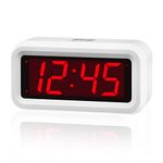 Alarm Clock, Digital Clock, Auto Night-Mode, 3-Level Led Brightness, Battery Powered, 12/24Hr, 1.2'' Red Digits Display, Simple Alarm Clock for Kids Adults Girls Boys, Easy to Set