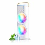 Subterrace Double Mist Fan Rechargeable Mini Air Cooler with Ice Tank Dual Head 90° Rotation, Triple Spray, RGB LED Light, 3-Speed USB Portable Cooling Fan for Home, Office, Travel & Outdoor