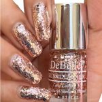 DeBelle Gel Nail Polish Elite Tiffany(Rose Gold Flaky Glitter Top Coat Nail Paint)| Non UV - Gel Finish |Chip Resistant | Seaweed Enriched Formula| Long Lasting|Cruelty and Toxic Free| 6ml