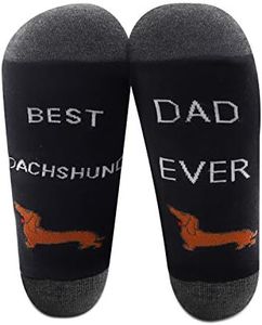 MBMSO Dachshund Socks Best 2 Pairs Dachshund Mom Ever Crew Socks Dog Owner Gifts Dachshund Lover Gifts for Women, 2 Pairs Dachshund Dad Socks, Large