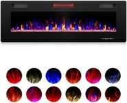 ZAFRO 60" Electric Fireplace, Recessed & Wall Mounted Linear Fireplace Heater with Ultra-Thin 3.85" Design, 12 Flame Colors, Adjustable Brightness & Speed, Remote Control, Timer & Overheat Protection