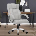 beAAtho® Oxford Leatherette Office Chair with 3 Years Warranty | Ergonomic Leather Orthopedic Executive Boss Chair with Spacious Cushioned Seat | Heavy Duty Metal Base | High Back (Grey)