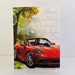 Jonny Javelin Male Happy Birthday Wishes for A Wonderful Day Card - Red Sports Car