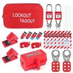 BULANGDI Lockout Tagout Kits Electrical,Lockout Tagout Station Safety Hasp Latch,Lockout Tags/Circuit Breaker,Safety Loto Locks,Nylon Ties with Pocket Bag(Red Kit) 25PcFor Industrial,Facotory Protect