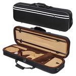 MI&VI NF-5001 Super Lightweight Sturdy Violin Travel Case 4/4 (Full Size) With Reflective Safety Strips | Hygrometer | Adjustable Shoulder Straps | Hard-Shell | High-Density Foam - MIVI Music (Black)